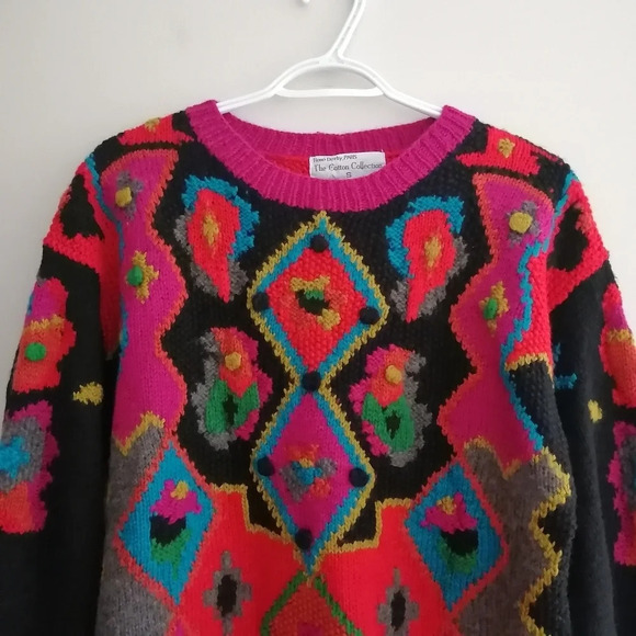 NWT Vintage Hand Made René Derhy Paris Wool Blend Embroidered Knit Sweater Small - Picture 4 of 16